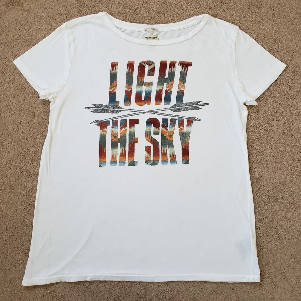 Denim & Supply Ralph Lauren T-shirt Light The Sky Graphic Western Size S Relaxed